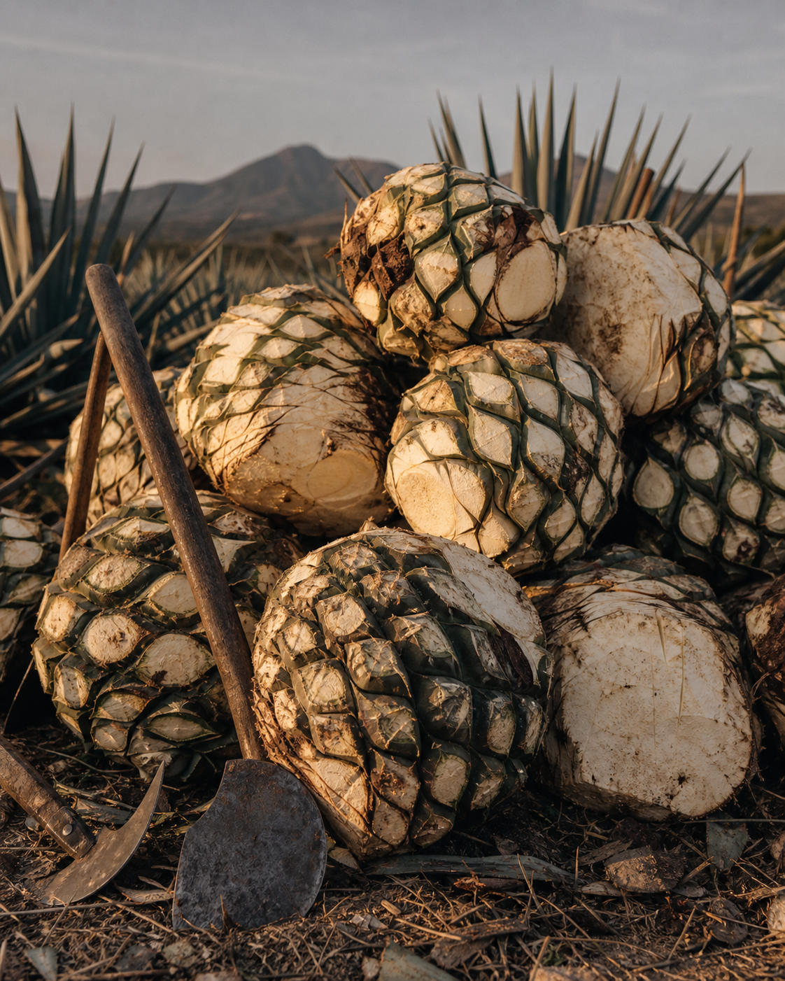 Piñas de agave cosechadas